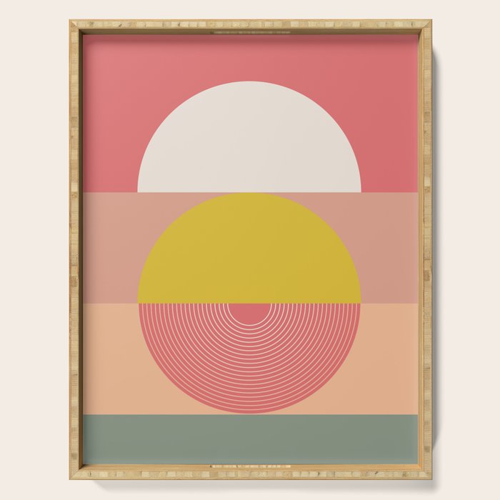 Mid Mod Geometry Abstract 1/2 - Peach Fuzz Serving Tray Gallery Image 1