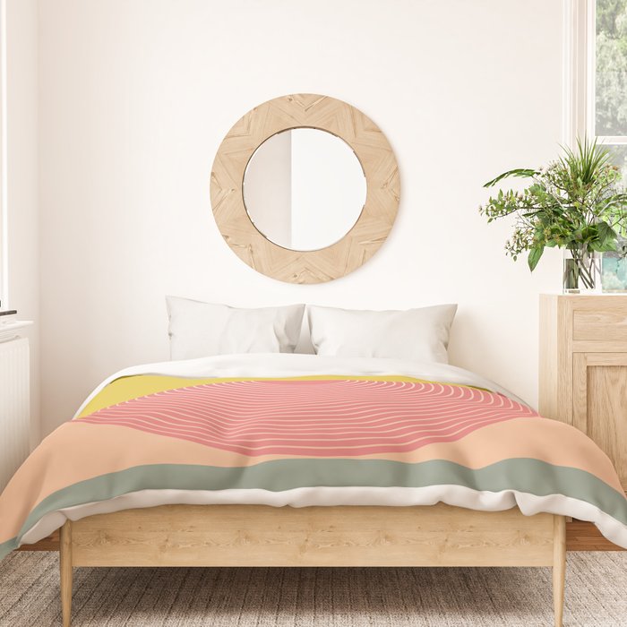 Mid Mod Geometry Abstract 1/2 - Peach Fuzz Duvet Cover Gallery Image 3