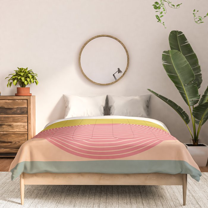 Mid Mod Geometry Abstract 1/2 - Peach Fuzz Comforter Gallery Image 3
