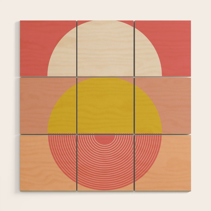 Mid Mod Geometry Abstract 1/2 - Peach Fuzz Wood Wall Art Gallery Image 1