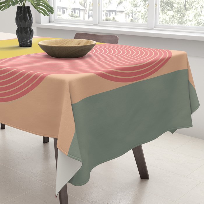 Mid Mod Geometry Abstract 1/2 - Peach Fuzz Tablecloth Gallery Image 3