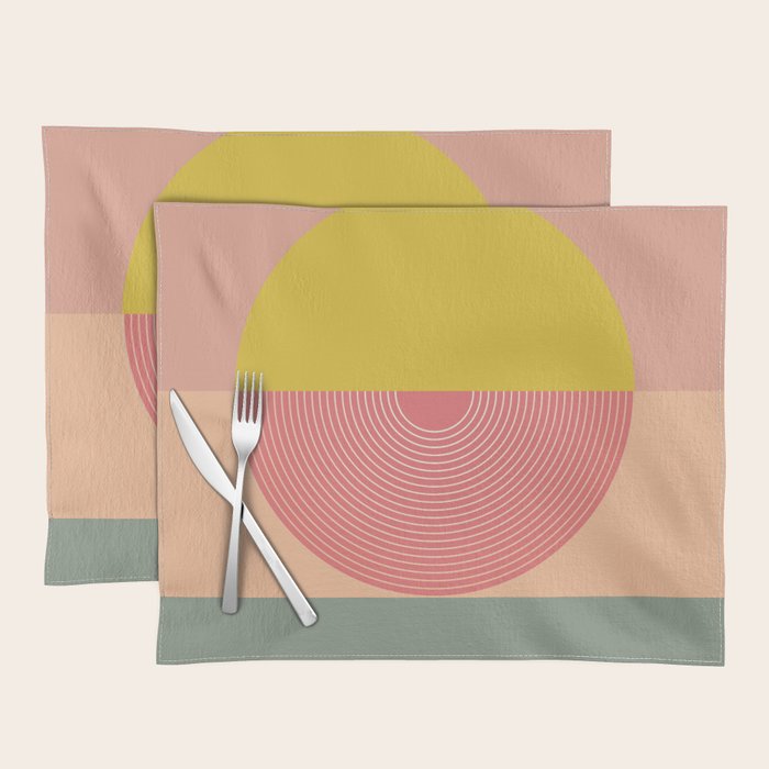 Mid Mod Geometry Abstract 1/2 - Peach Fuzz Placemat Gallery Image 1