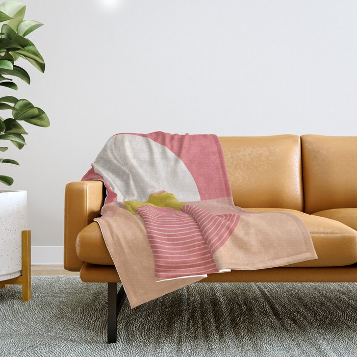 Mid Mod Geometry Abstract 1/2 - Peach Fuzz Throw Blanket Gallery Image 1
