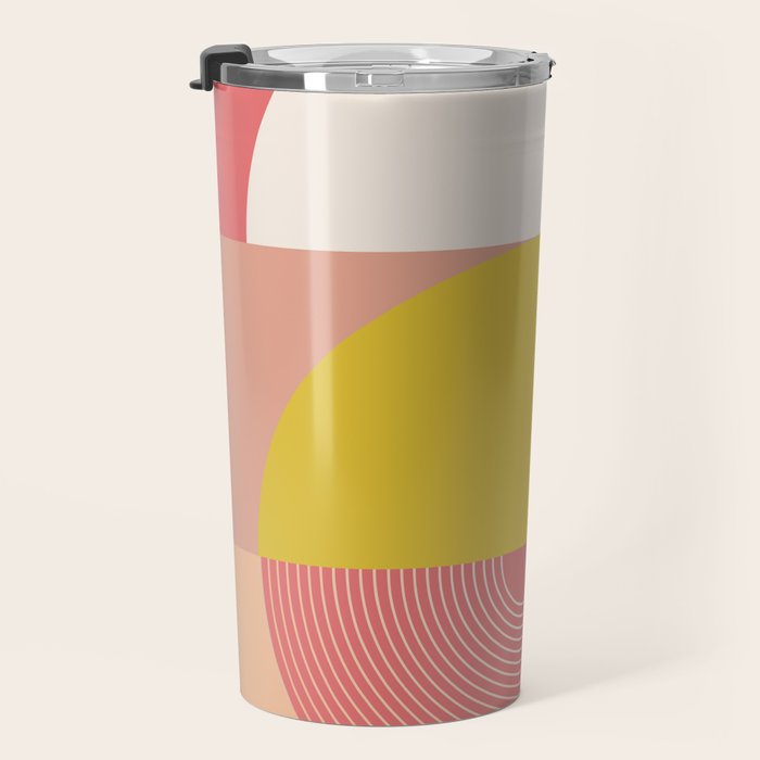 Mid Mod Geometry Abstract 1/2 - Peach Fuzz Travel Mug Gallery Image 3