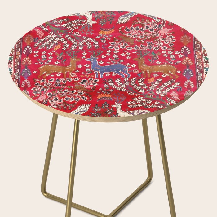 Floral Persian Rug Print With Birds And Animals Side Table Gallery Image 2
