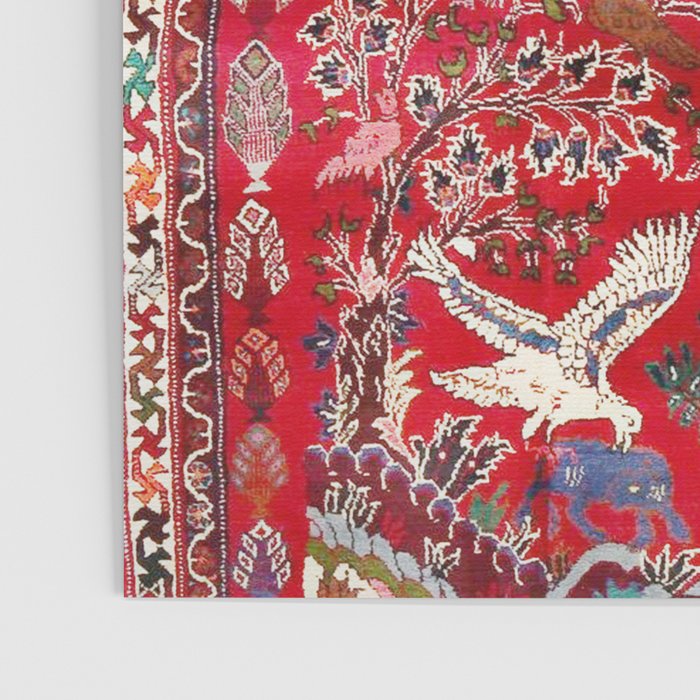 Floral Persian Rug Print With Birds And Animals Poster Gallery Image 3