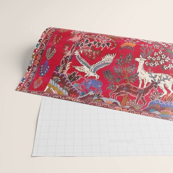 Floral Persian Rug Print With Birds And Animals Wrapping Paper Gallery Image 2