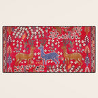 Floral Persian Rug Print With Birds And Animals Desk Mat Gallery Image 3