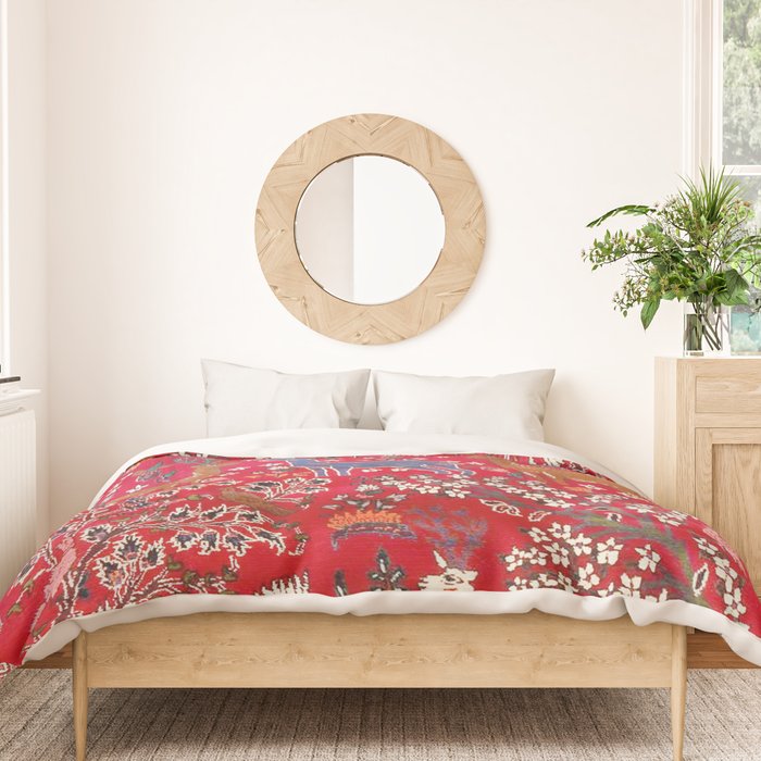 Floral Persian Rug Print With Birds And Animals Duvet Cover Gallery Image 3
