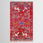 Floral Persian Rug Print With Birds And Animals Tablecloth Gallery Image 2