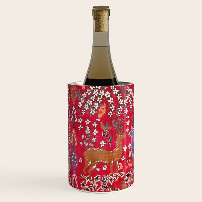 Floral Persian Rug Print With Birds And Animals Wine Chiller Gallery Image 2