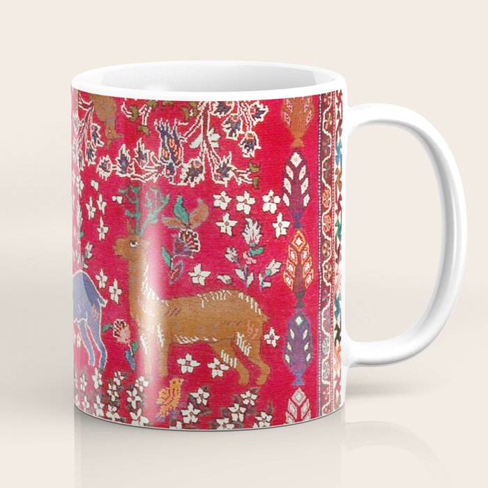 Floral Persian Rug Print With Birds And Animals Coffee Mug Gallery Image 1