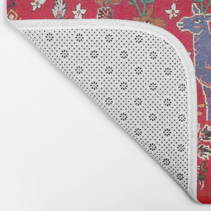 Floral Persian Rug Print With Birds And Animals Bath Mat Gallery Image 2