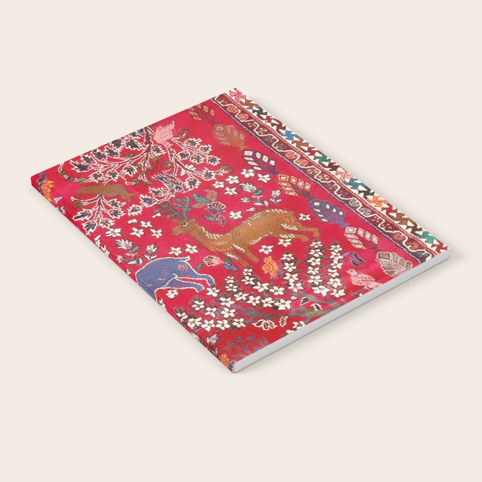 Floral Persian Rug Print With Birds And Animals Notebook Gallery Image 2