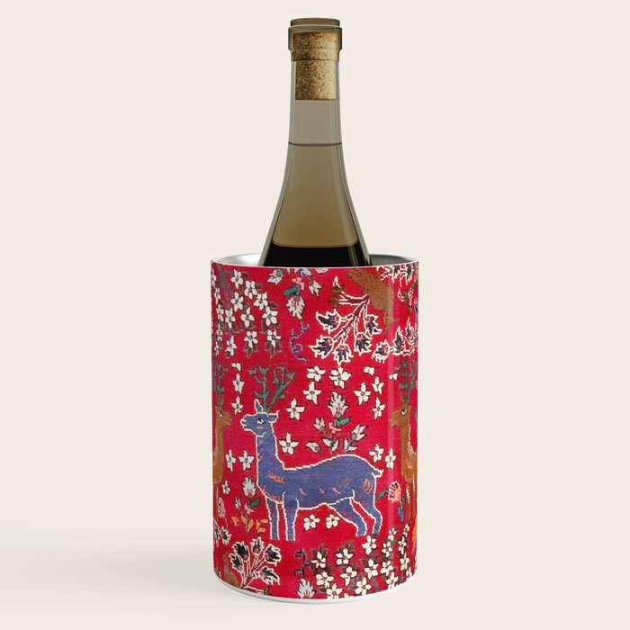 Floral Persian Rug Print With Birds And Animals Wine Chiller Gallery Image 1