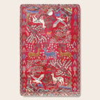 Floral Persian Rug Print With Birds And Animals Cutting Board Gallery Image 1