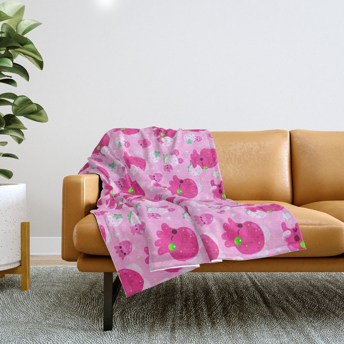 Strawberry squid Throw Blanket Gallery Image 1