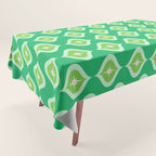 Retro Mid Century Green Ogee Tablecloth Gallery Image 1