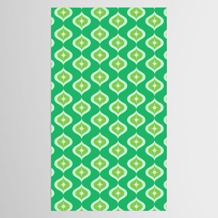 Retro Mid Century Green Ogee Tablecloth Gallery Image 2