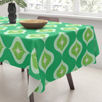 Retro Mid Century Green Ogee Tablecloth Gallery Image 3
