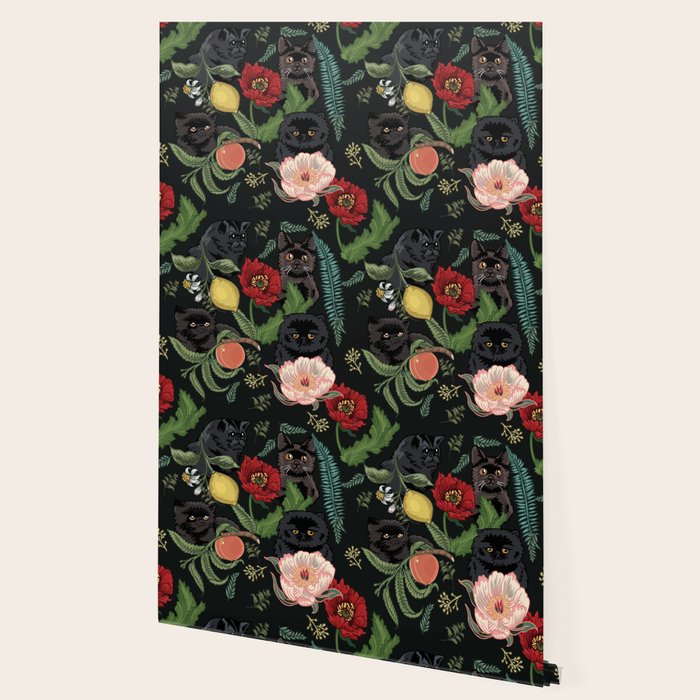 Botanical and Black Cats Wallpaper Gallery Image 2