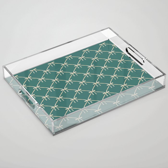 Bows & Ribbons Pattern XXXI Teal Green Acrylic Tray Gallery Image 1
