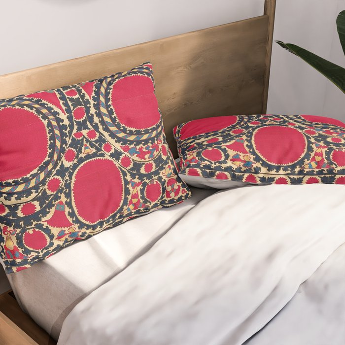 Tashkent Uzbekistan Central Asian Suzani Embroidery Print Pillow Sham Gallery Image 2