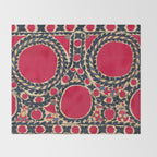 Tashkent Uzbekistan Central Asian Suzani Embroidery Print Throw Blanket Gallery Image 2