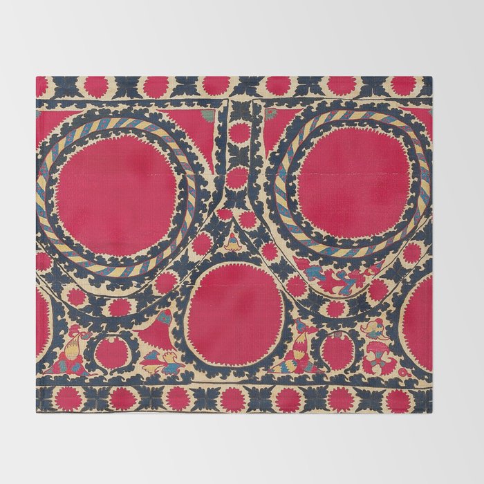 Tashkent Uzbekistan Central Asian Suzani Embroidery Print Throw Blanket Gallery Image 2