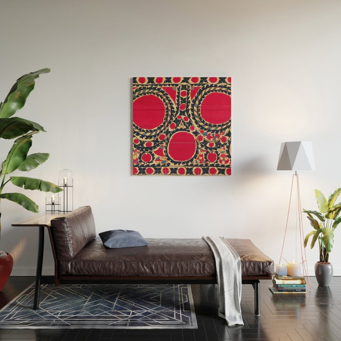 Tashkent Uzbekistan Central Asian Suzani Embroidery Print Wood Wall Art Gallery Image 2