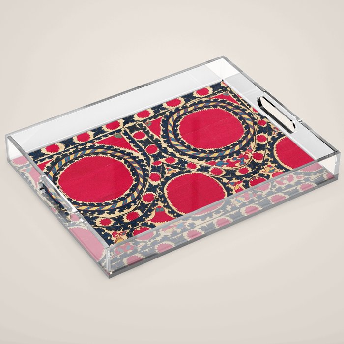 Tashkent Uzbekistan Central Asian Suzani Embroidery Print Acrylic Tray Gallery Image 1