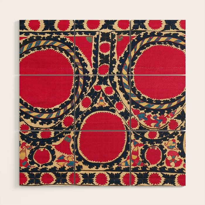 Tashkent Uzbekistan Central Asian Suzani Embroidery Print Wood Wall Art Gallery Image 1