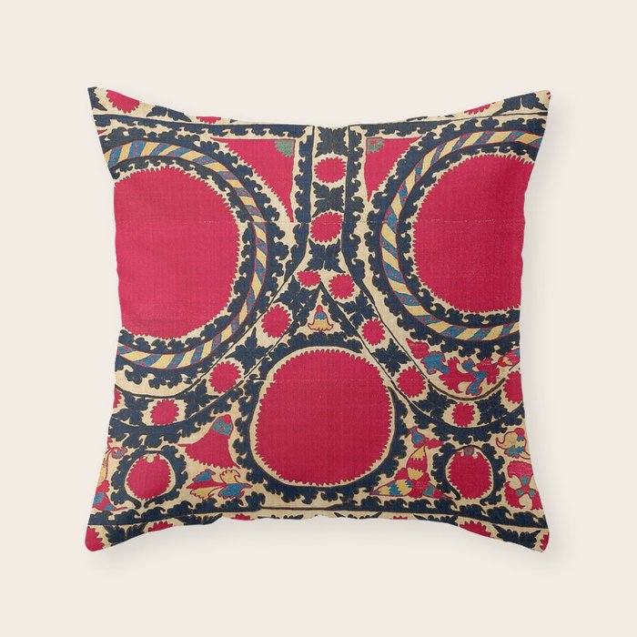 Tashkent Uzbekistan Central Asian Suzani Embroidery Print Throw Pillow Gallery Image 6