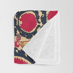Tashkent Uzbekistan Central Asian Suzani Embroidery Print Throw Blanket Gallery Image 3