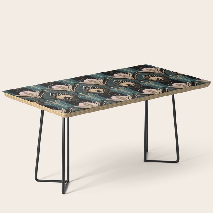 Art Deco Bats Teal, Gold, Pink Coffee Table Gallery Image 1