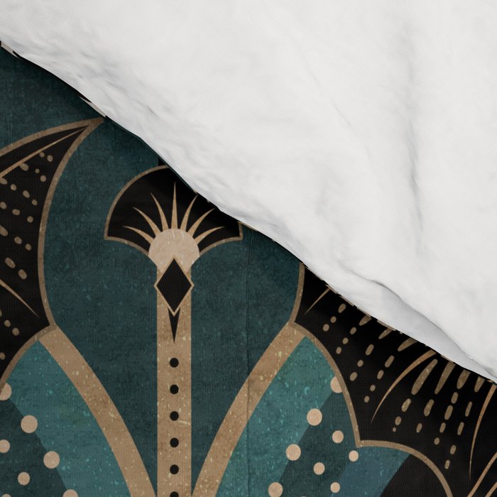 Art Deco Bats Teal, Gold, Pink Comforter Gallery Image 4