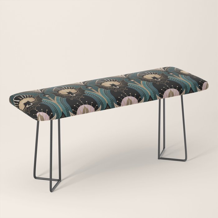 Art Deco Bats Teal, Gold, Pink Bench Gallery Image 1