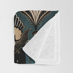 Art Deco Bats Teal, Gold, Pink Throw Blanket Gallery Image 3