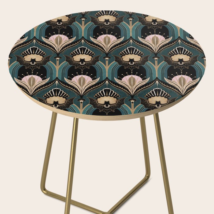 Art Deco Bats Teal, Gold, Pink Side Table Gallery Image 2