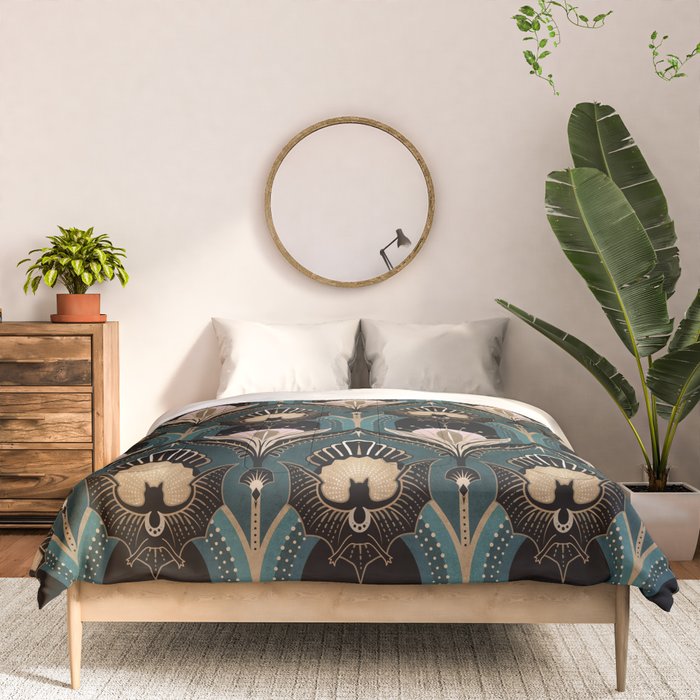 Art Deco Bats Teal, Gold, Pink Comforter Gallery Image 3