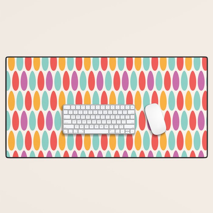 Modern colorful artistic teal pink orange easter eggs pattern Desk Mat Gallery Image 1
