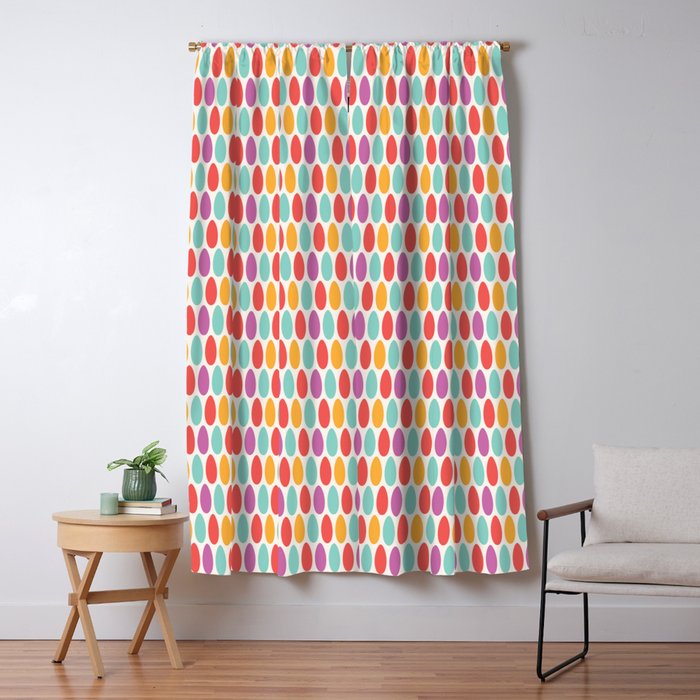 Modern colorful artistic teal pink orange easter eggs pattern Window Curtain Gallery Image 1