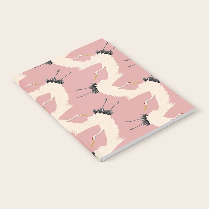 Pink Japanese Cranes Pattern Notebook Gallery Image 1
