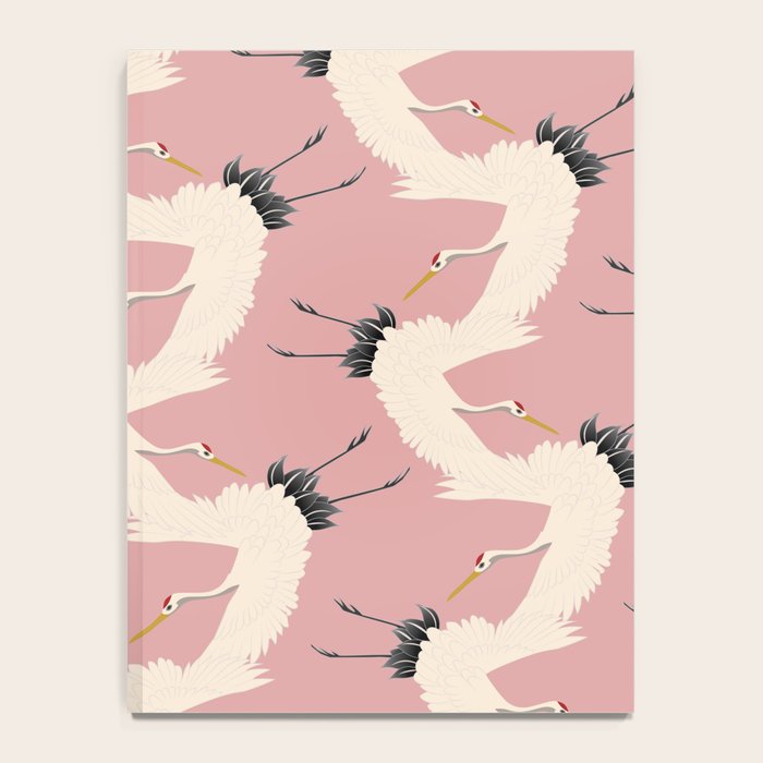 Pink Japanese Cranes Pattern Notebook Gallery Image 4