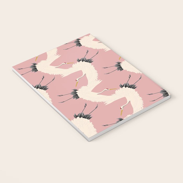 Pink Japanese Cranes Pattern Notebook Gallery Image 3