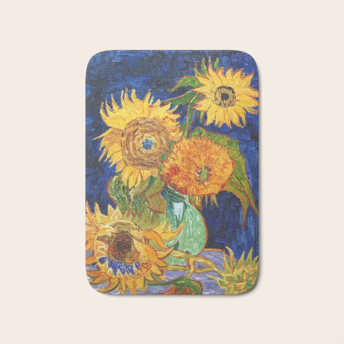 Van Gogh, Five Sunflowers 1888 Artwork Reproduction, Posters, Tshirts, Prints, Bags, Men, Women, Kid Bath Mat Gallery Image 1