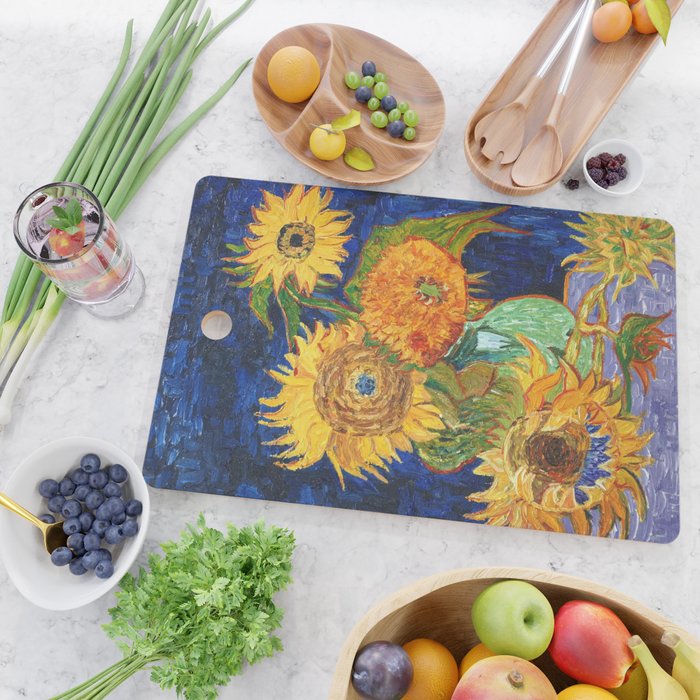 Van Gogh, Five Sunflowers 1888 Artwork Reproduction, Posters, Tshirts, Prints, Bags, Men, Women, Kid Cutting Board Gallery Image 2