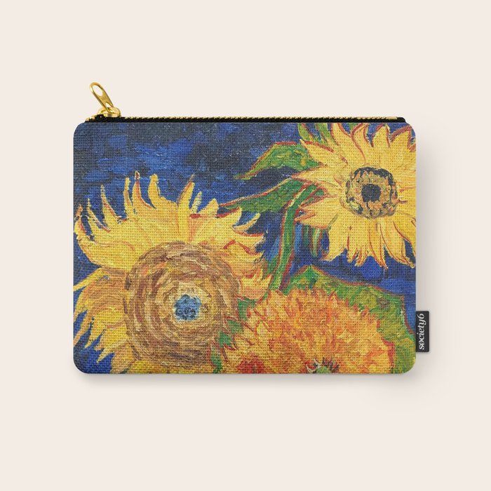 Van Gogh, Five Sunflowers 1888 Artwork Reproduction, Posters, Tshirts, Prints, Bags, Men, Women, Kid Carry All Pouch Gallery Image 1