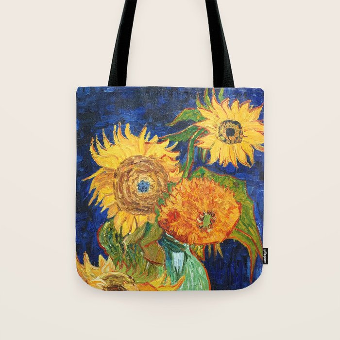 Van Gogh, Five Sunflowers 1888 Artwork Reproduction, Posters, Tshirts, Prints, Bags, Men, Women, Kid Tote Bag Gallery Image 1