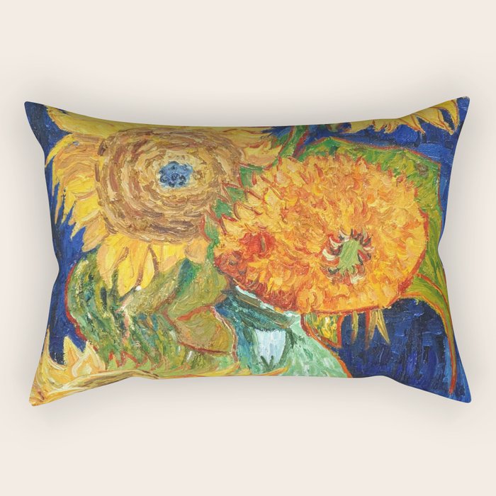 Van Gogh, Five Sunflowers 1888 Artwork Reproduction, Posters, Tshirts, Prints, Bags, Men, Women, Kid Rectangular Pillow Gallery Image 1